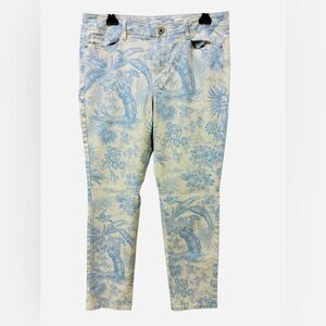 J.Jill Denim Authentic Fit Slim Ankle Tropical Jeans Blue Cream Size 10